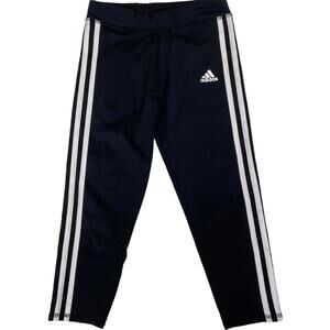 Adidas Super Star Leggings Tight Black White Running Stripe Girls Medium 10/12